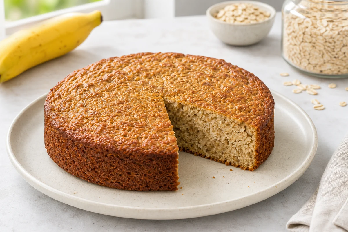 Torta fitness de avena y plátano